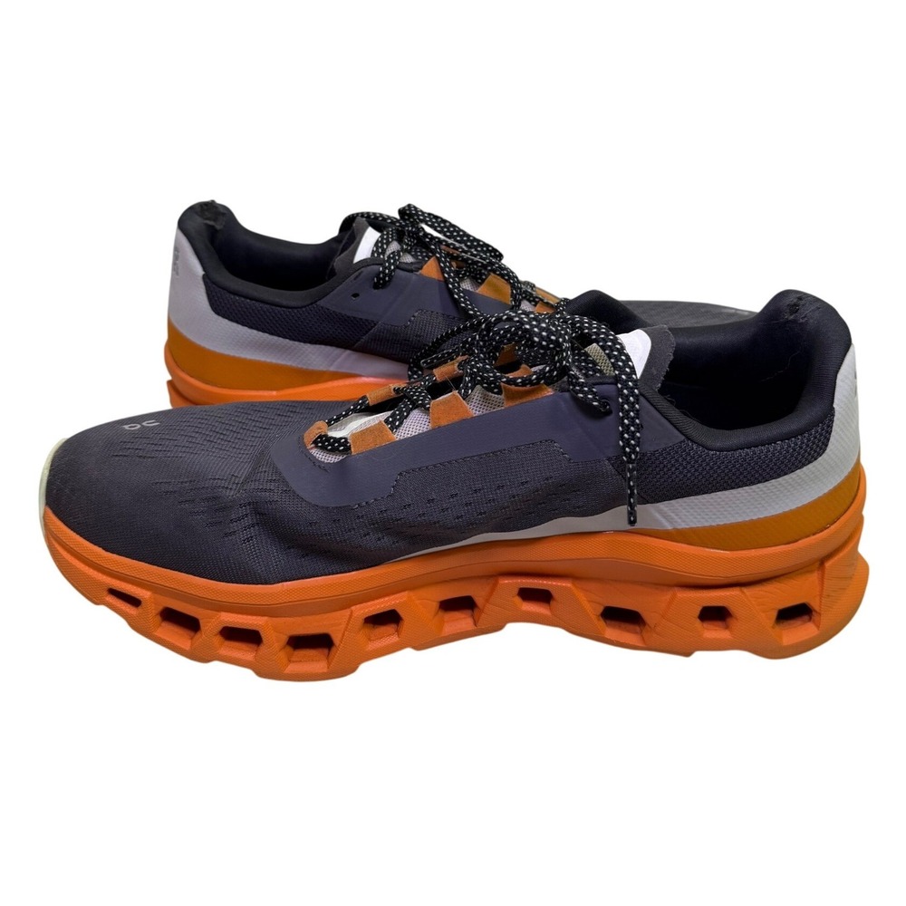 On Running Cloudmonster Mens 11.5 Grey Orange Maximalist Cushioned Sneakers - Picture 4 of 13